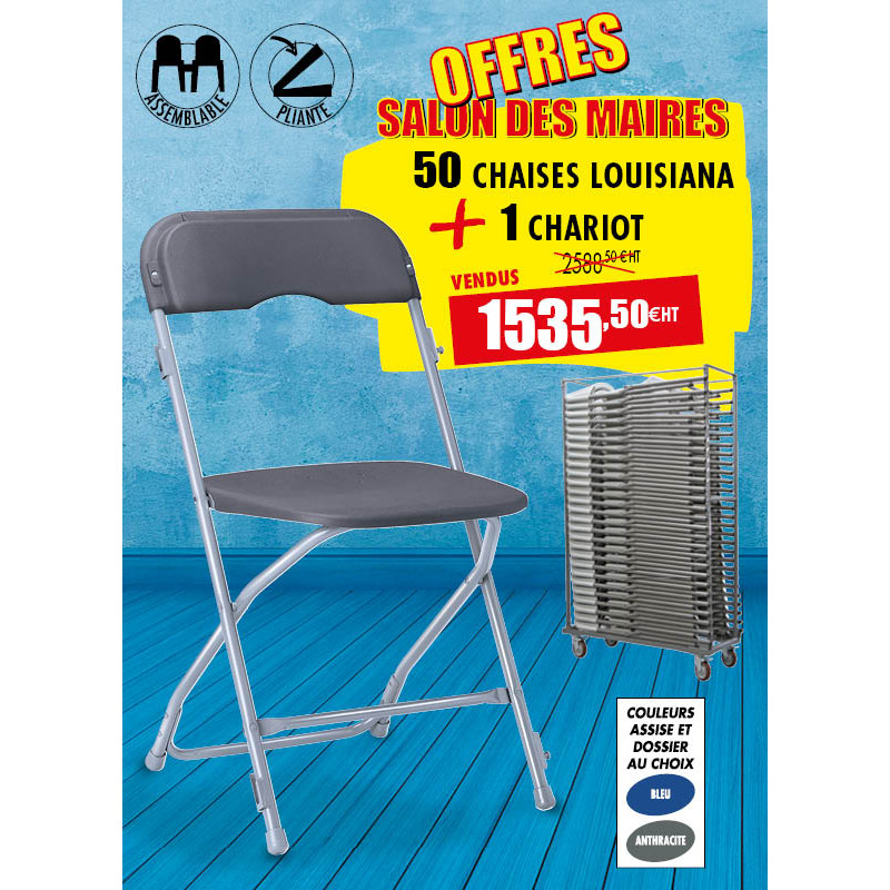 50 CHAISES PLIANTES LOUISIANA + 1 CHARIOT