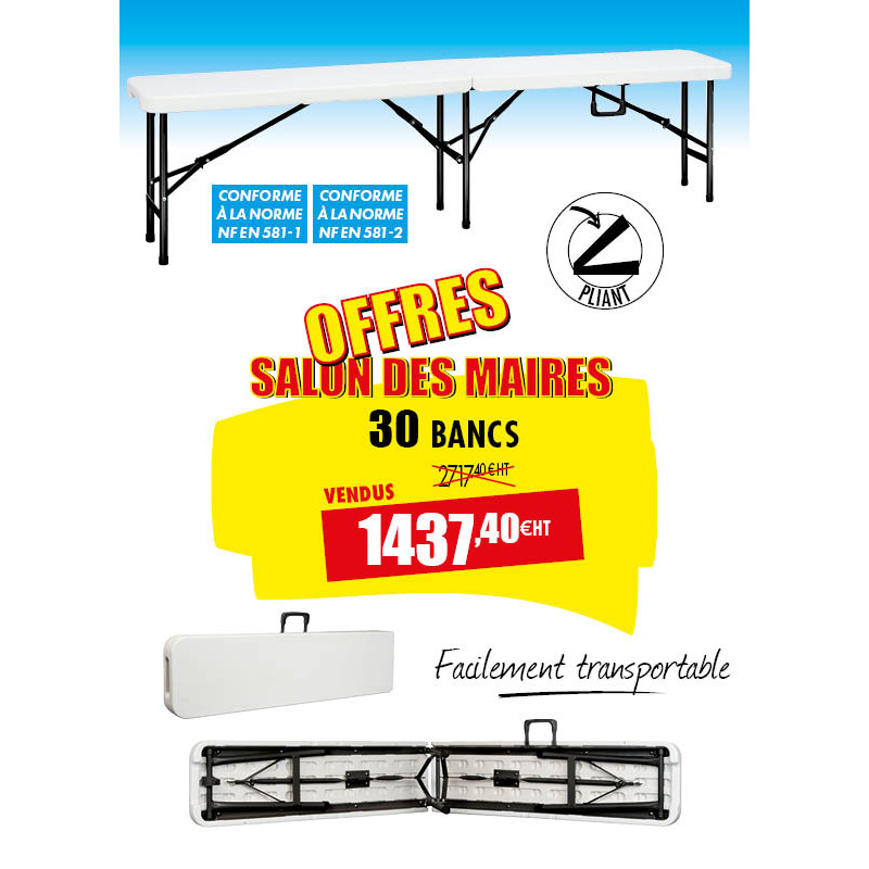30 BANCS PLIANTS POLYÉTHYLÈNE