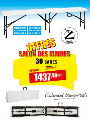 30 BANCS PLIANTS POLYÉTHYLÈNE