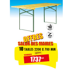 10 TABLES BOIS PLIANTES...