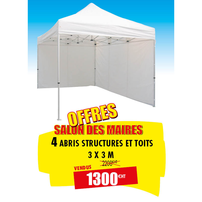 LOT DE 4 ABRIS FESTIFS 300 X 300 CM