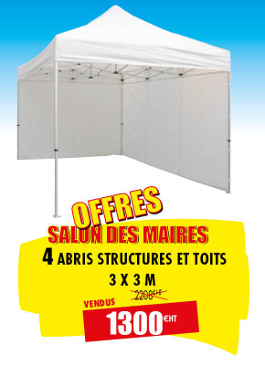 LOT DE 4 ABRIS FESTIFS 300 X 300 CM