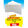LOT DE 4 ABRIS FESTIFS 300 X 300 CM