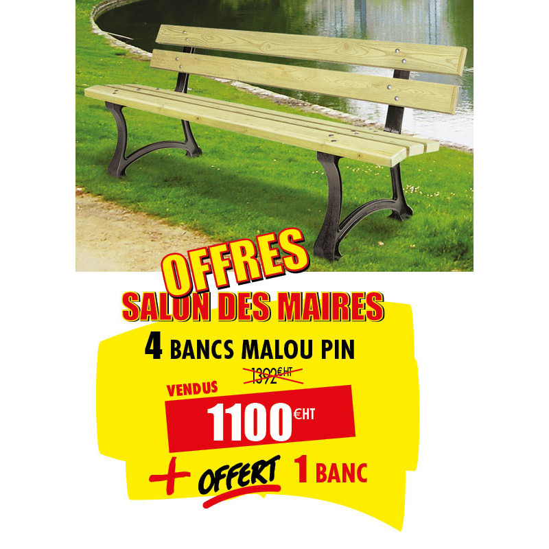 4 BANCS URBAINS MALOU PIN + 1 OFFERT