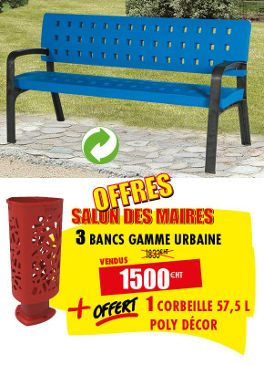 3 BANCS DE VILLE GAMME URBAINE  + OFFERT 1 CORBEILLE