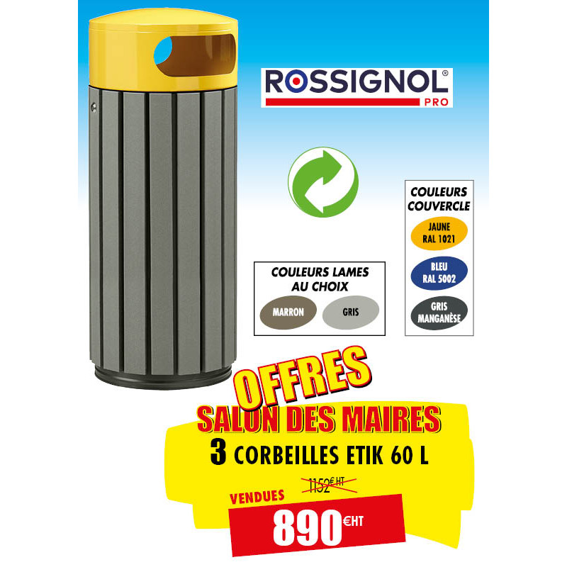 3 POUBELLES DE RUE ETIK 60 L