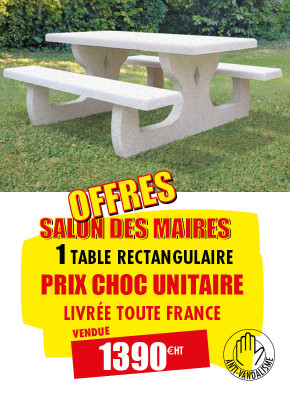 PRIX CHOC TABLE PIQUE-NIQUE BÉTON ROUSSILLON