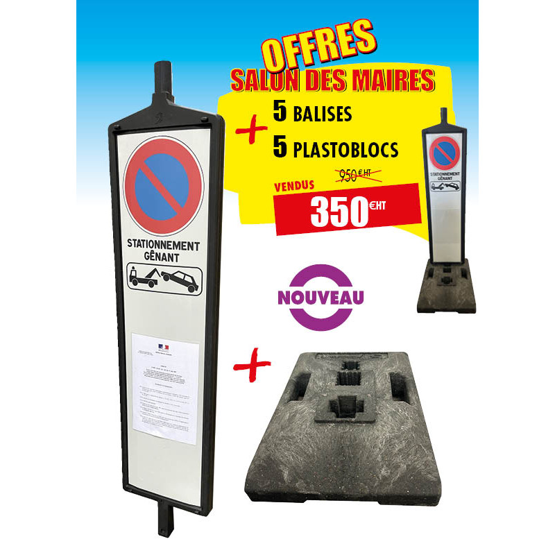 5 BALISES ANTI-STATIONNEMENT + 5 PLASTOBLOCS