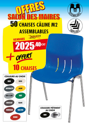 50 CHAISES DE COLLECTIVITÉ CÂLINE + 10 CHAISES OFFERTES