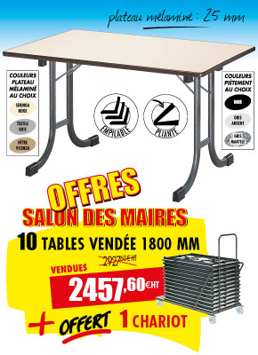 10 TABLES DE COLLECTIVITÉ VENDÉE  + OFFERT 1 CHARIOT
