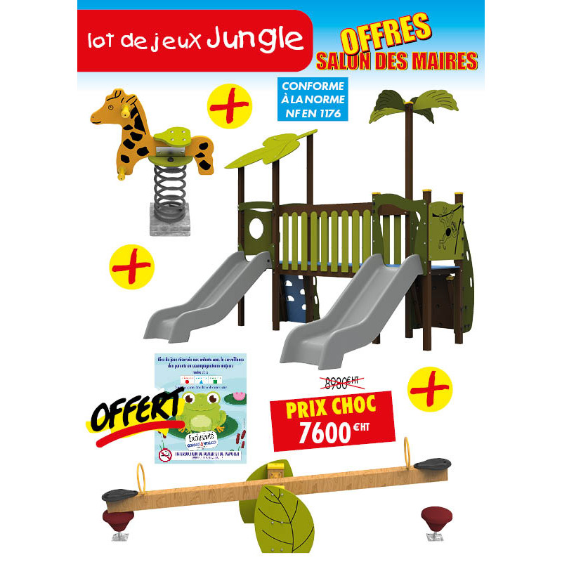 LOT DE JEUX ENFANTS JUNGLE + PANNEAU OFFERT