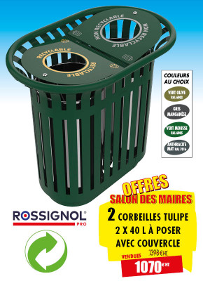 2 CORBEILLES TRI MÉTAL TULIPE 2 X 40 L