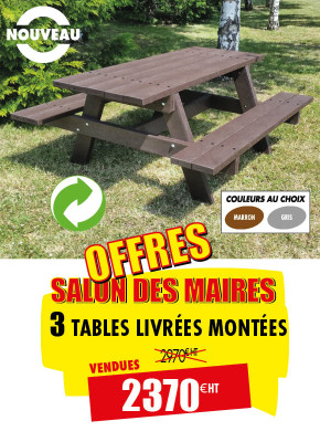 3 TABLES PIQUE-NIQUE RECYCLÉES ZOLA