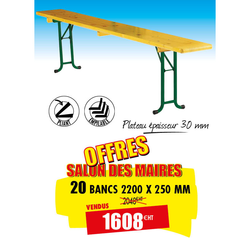 20 BANCS PLIANTS EN BOIS RÉCEPTION
