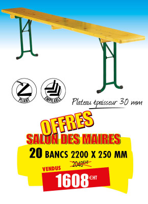 20 BANCS PLIANTS EN BOIS RÉCEPTION