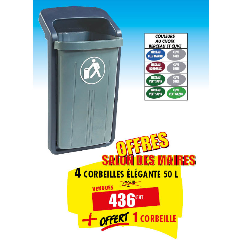 4 CORBEILLES DE VILLE ÉLÉGANTE 50 L + 1 OFFERTE