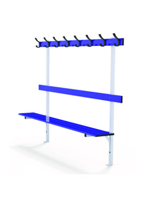 Banc mural avec dossier et porte-patères fixation sol et mur