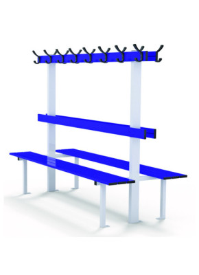 Banc central avec dossier et porte-patères fixation sol