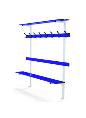 Banc mural avec dossier, porte-patères et porte-paquets fixation sol et mur