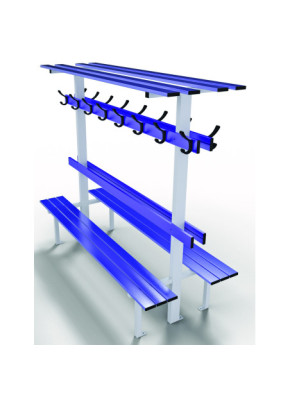 Banc central avec dossier, porte-patères et porte-paquets fixation sol