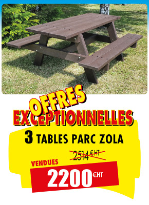 3 TABLES PIQUE-NIQUE RECYCLÉES ZOLA