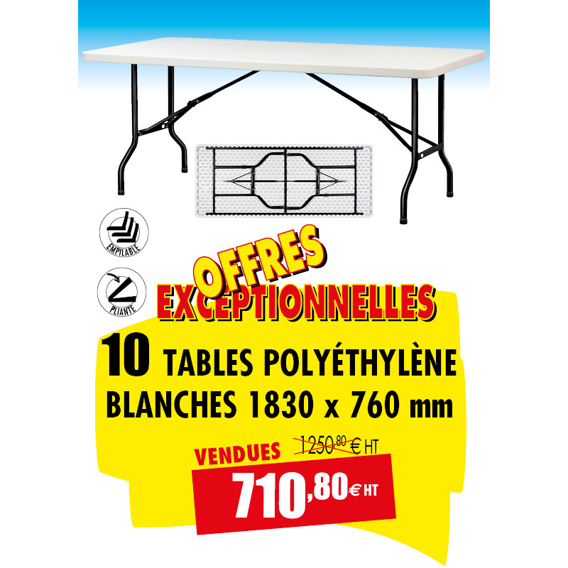 10 TABLES POLYÉTHYLÈNE 1830 MM