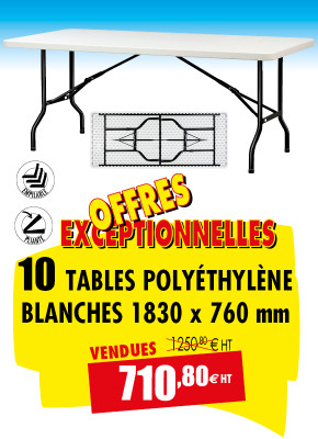 10 TABLES POLYÉTHYLÈNE 1830 MM