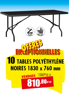 10 TABLES POLYÉTHYLÈNE NOIRES