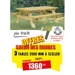 3 TABLES PIQUE-NIQUE BOIS...