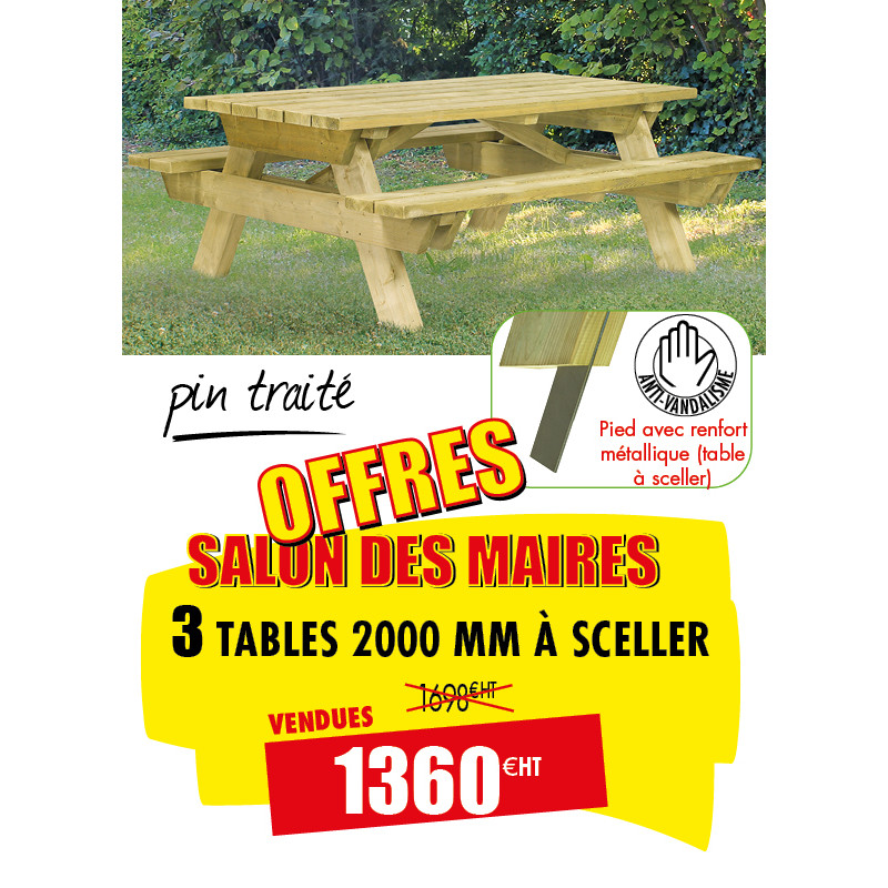 3 TABLES PIQUE-NIQUE BOIS CANADA