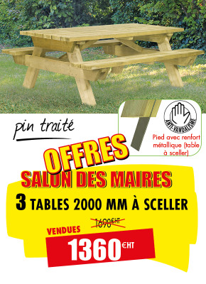 3 TABLES PIQUE-NIQUE BOIS CANADA