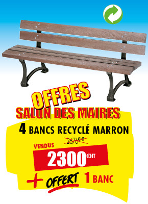 4 BANCS DE VILLE RECYCLÉ MALOU + 1 OFFERT