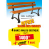 4 BANCS PUBLICS BOIS EXOTIQUE + 1 OFFERT