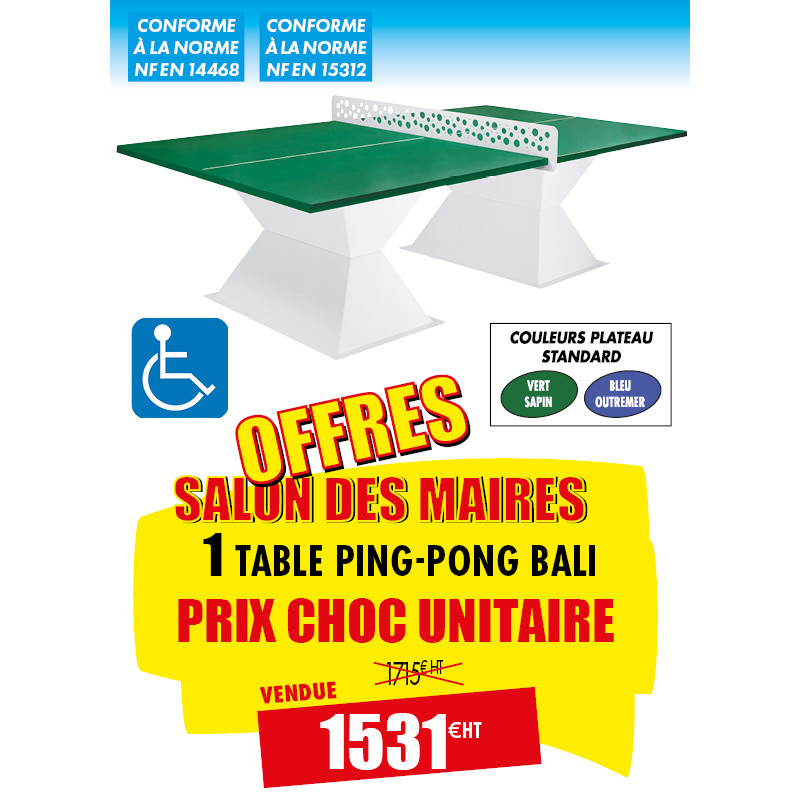 PRIX CHOC TABLE PING-PONG BALI