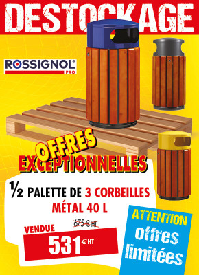 3 CORBEILLES DE VILLE BOIS MÉTAL 40L