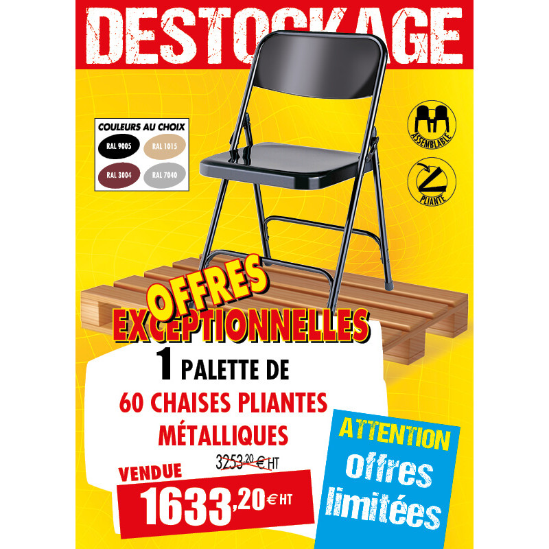 60 CHAISES PLIANTES MÉTALLIQUES