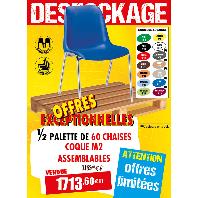 60 CHAISES COQUE ASSEMBLABLES M2