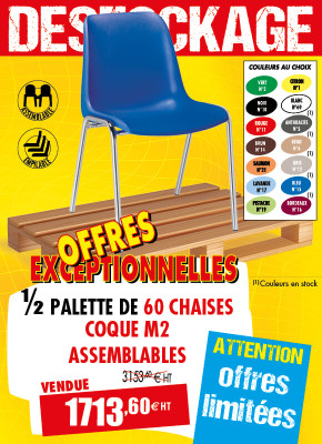 60 CHAISES COQUE ASSEMBLABLES M2