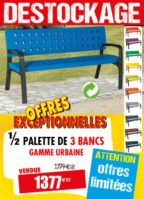 3 BANCS DE VILLE GAMME URBAINE POLYÉTHYLÈNE