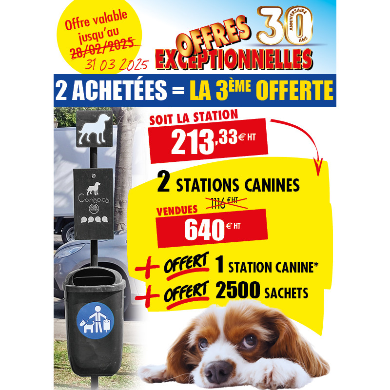 2 STATIONS CANINES + OFFERTS : 1 STATION + 2500 SACHETS