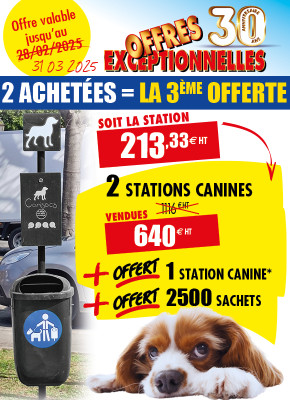 2 STATIONS CANINES + OFFERTS : 1 STATION + 2500 SACHETS