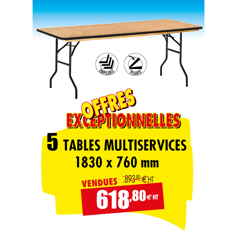 5 TABLES PLIANTES MULTISERVICES