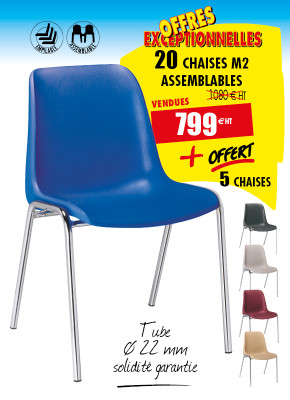 20 CHAISES COQUE M2 + 5 OFFERTES