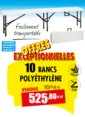 10 BANCS PLIANTS POLYÉTHYLÈNE