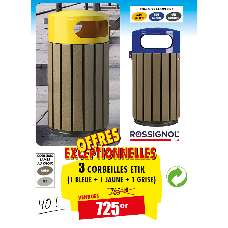 3 POUBELLES EXTÉRIEURES ETIK 40 L