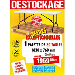 30 TABLES POLYÉTHYLÈNE 1830 MM