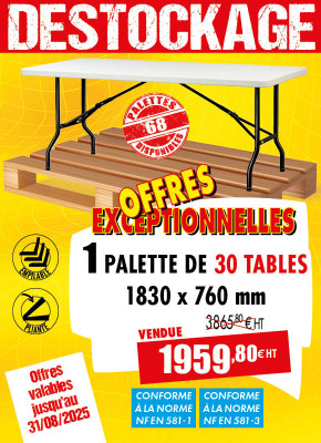 30 TABLES POLYÉTHYLÈNE 1830 MM