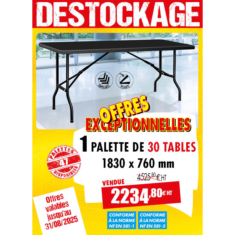 30 TABLES POLYÉTHYLÈNE NOIRES