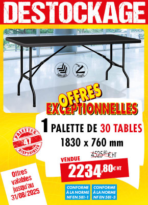 30 TABLES POLYÉTHYLÈNE NOIRES