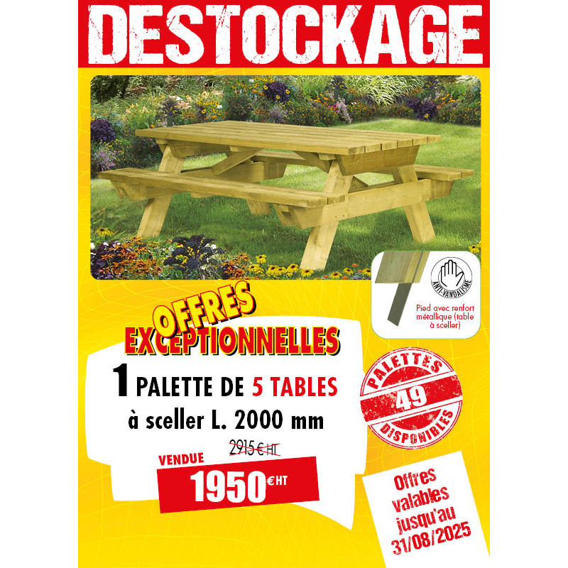 5 TABLES PIQUE-NIQUE BOIS CANADA